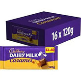 Cadbury Dairy Milk Caramel Chocolate Bar 120g (Case of 16)  Adomoo